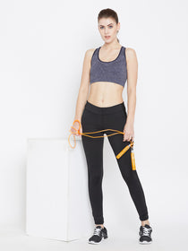 JUMP USA Women Navy Blue Non-Wired Lightly Padded Sports Bra - JUMP USA