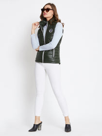 JUMP USA Women Green Solid Padded Jacket - JUMP USA