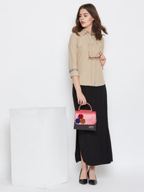 Women Beige Solid Casual Slim Fit Shirt - JUMP USA