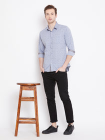 Men White Printed Casual Slim Fit Shirts - JUMP USA
