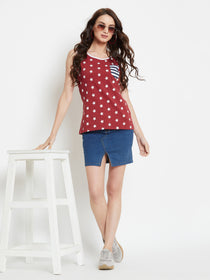 Women Red Printed Casual Printed Top - JUMP USA