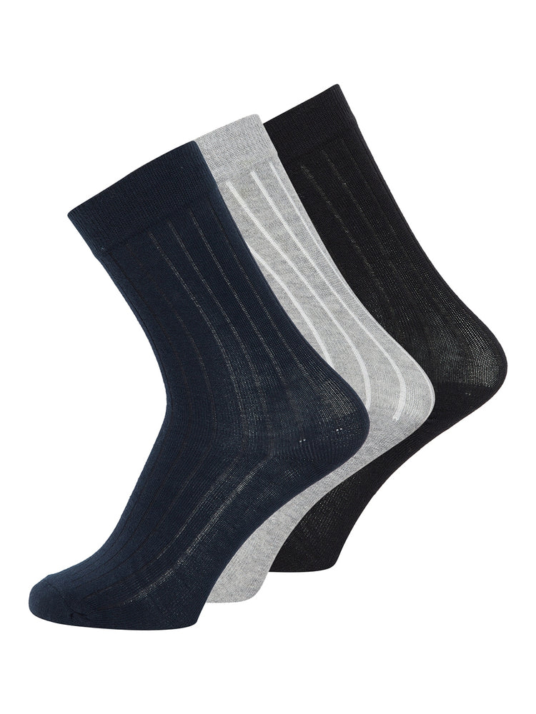 JUMP USA Men Calf Length Pack of 3 Socks_Blue_Black_Grey