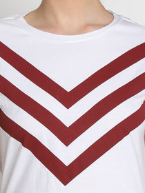 JUMP USA Women White & Red Solid T-Shirts - JUMP USA