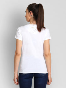 JUMP USA Women White & Navy Blue Solid T-Shirts - JUMP USA