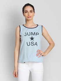 JUMP USA Women Blue Printed Tank Top - JUMP USA