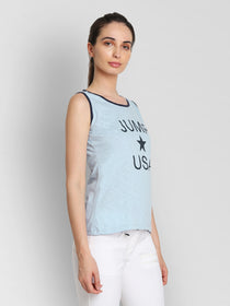 JUMP USA Women Blue Printed Tank Top - JUMP USA