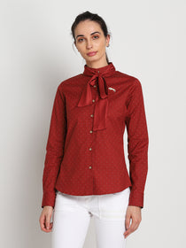 JUMP USA Women Red Self Design Casual Shirt - JUMP USA