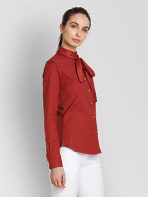 JUMP USA Women Red Self Design Casual Shirt - JUMP USA