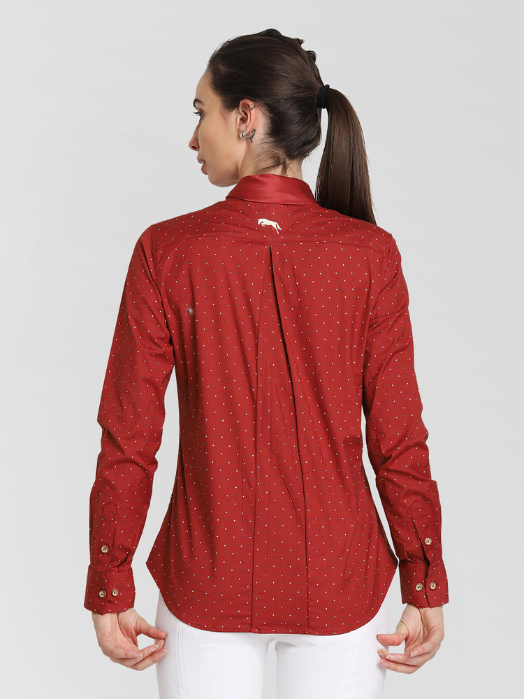JUMP USA Women Red Self Design Casual Shirt - JUMP USA