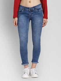 JUMP USA Women Blue Slim Fit Mid-Rise Clean Look Stretchable Jeans - JUMP USA