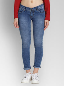 JUMP USA Women Blue Slim Fit Mid-Rise Clean Look Stretchable Jeans - JUMP USA