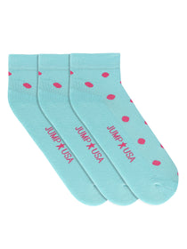 JUMP USA Women's Cotton Ankle Length Socks (Blue, Red, Free Size) Pack of 3 - JUMP USA
