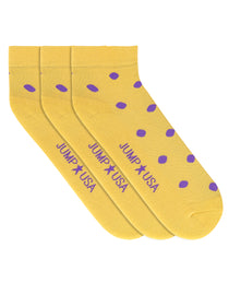 JUMP USA Women's Cotton Ankle Length Socks (Yellow,Purple, Free Size) Pack of 3 - JUMP USA