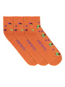 JUMP USA Women's Cotton Ankle Length Socks (Orange,Blue,Green, Free Size) Pack of 3 - JUMP USA