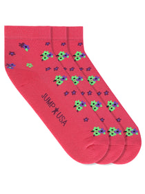 JUMP USA Women's Cotton Ankle Length Socks (Pink,Blue,Green, Free Size) Pack of 3 - JUMP USA