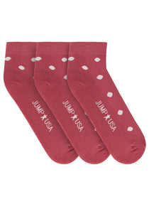 JUMP USA Women's Cotton Ankle Length Socks (Red,White, Free Size) Pack of 3 - JUMP USA