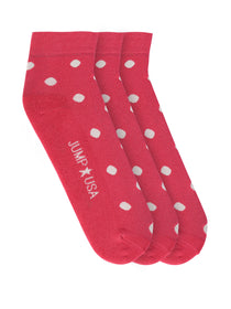 JUMP USA Women's Cotton Ankle Length Socks (Pink,White, Free Size) Pack of 3 - JUMP USA