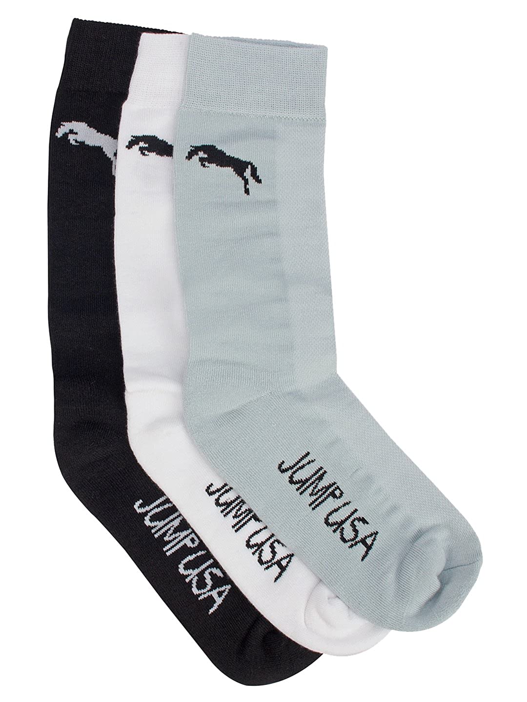 16W16489-46-01-16-STD-JUMP-USA-Men's-Calf-Length-Bamboo-Cotton-Socks-Pack-of-3-|-Men-Casual-Socks-for-Everyday-Wear-Sweat-Proof,-Quick-Dry,-Padded-for-Extra-Comfort-|-Color-Black-Blue-White