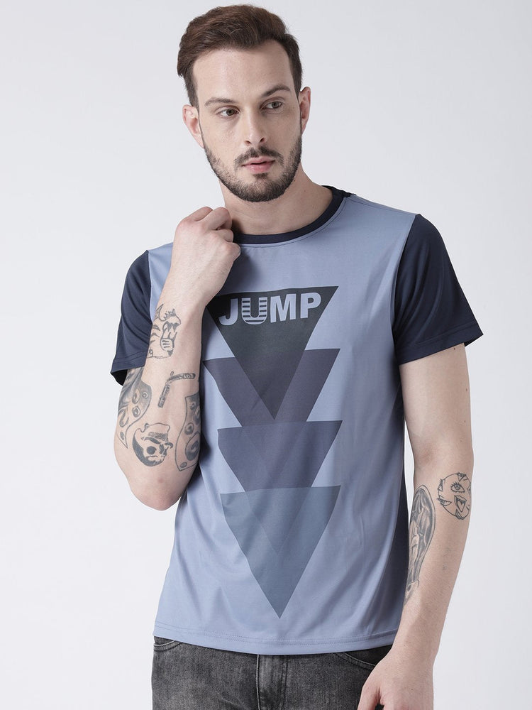 Men Blue Graphic Round Neck T-shirt - JUMP USA (1568775438378)