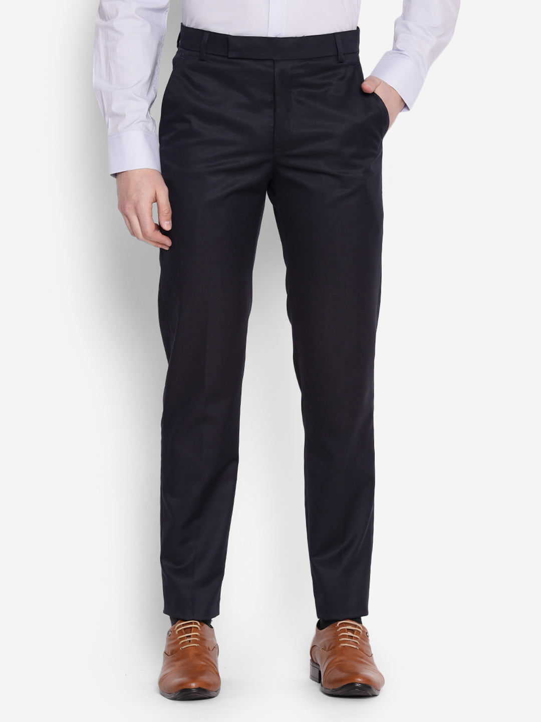 JUMP USA Men Navy Blue Casual Regular Fit Trousers - JUMP USA