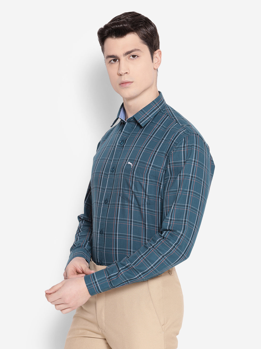 JUMP USA Men Denim Blue Solid Cotton Casual Shirts - JUMP USA