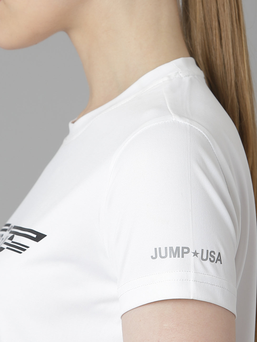JUMP USA Women White Typography Printed Polyester T-shirt