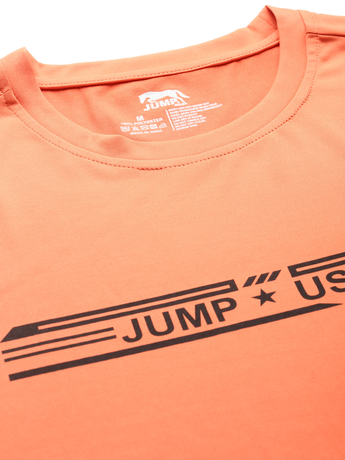 JUMP USA Mens Coral Typography Printed Polyester T-shirt