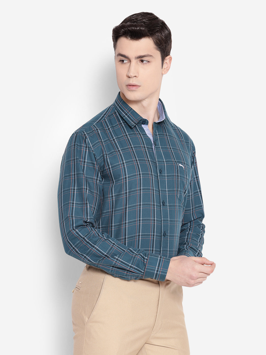 JUMP USA Men Denim Blue Solid Cotton Casual Shirts - JUMP USA