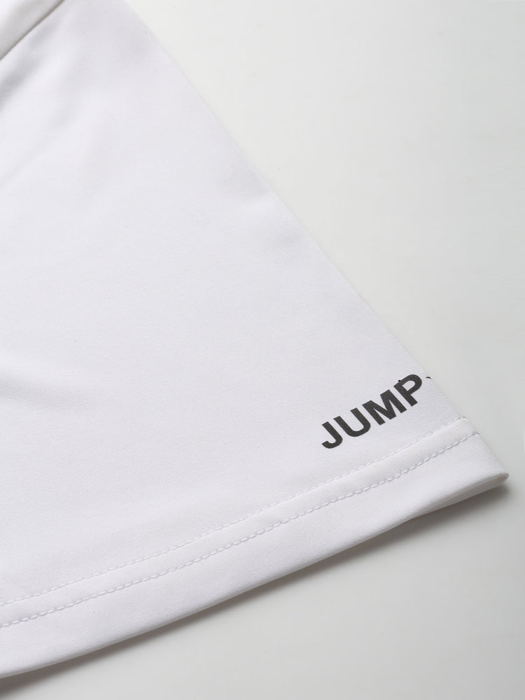 JUMP USA Mens White Typography Printed Polyester T-shirt