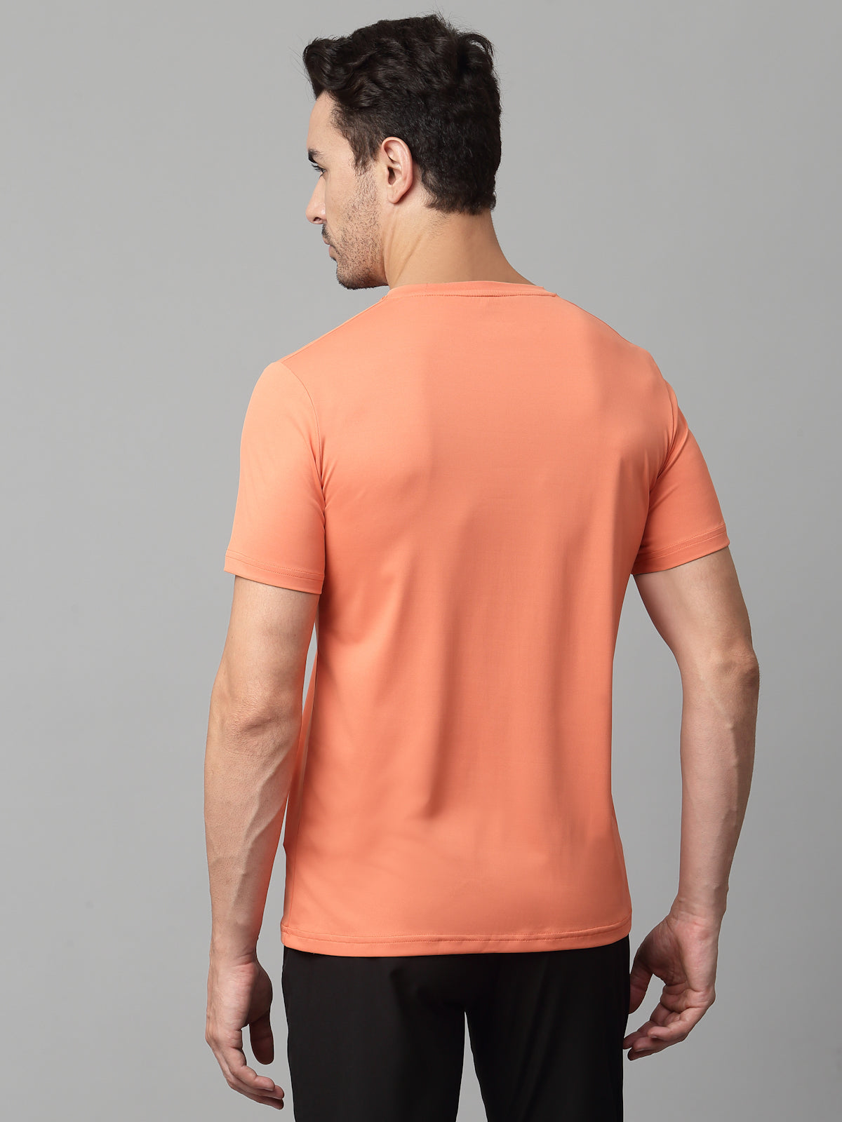 JUMP USA Mens Coral Typography Printed Polyester T-shirt