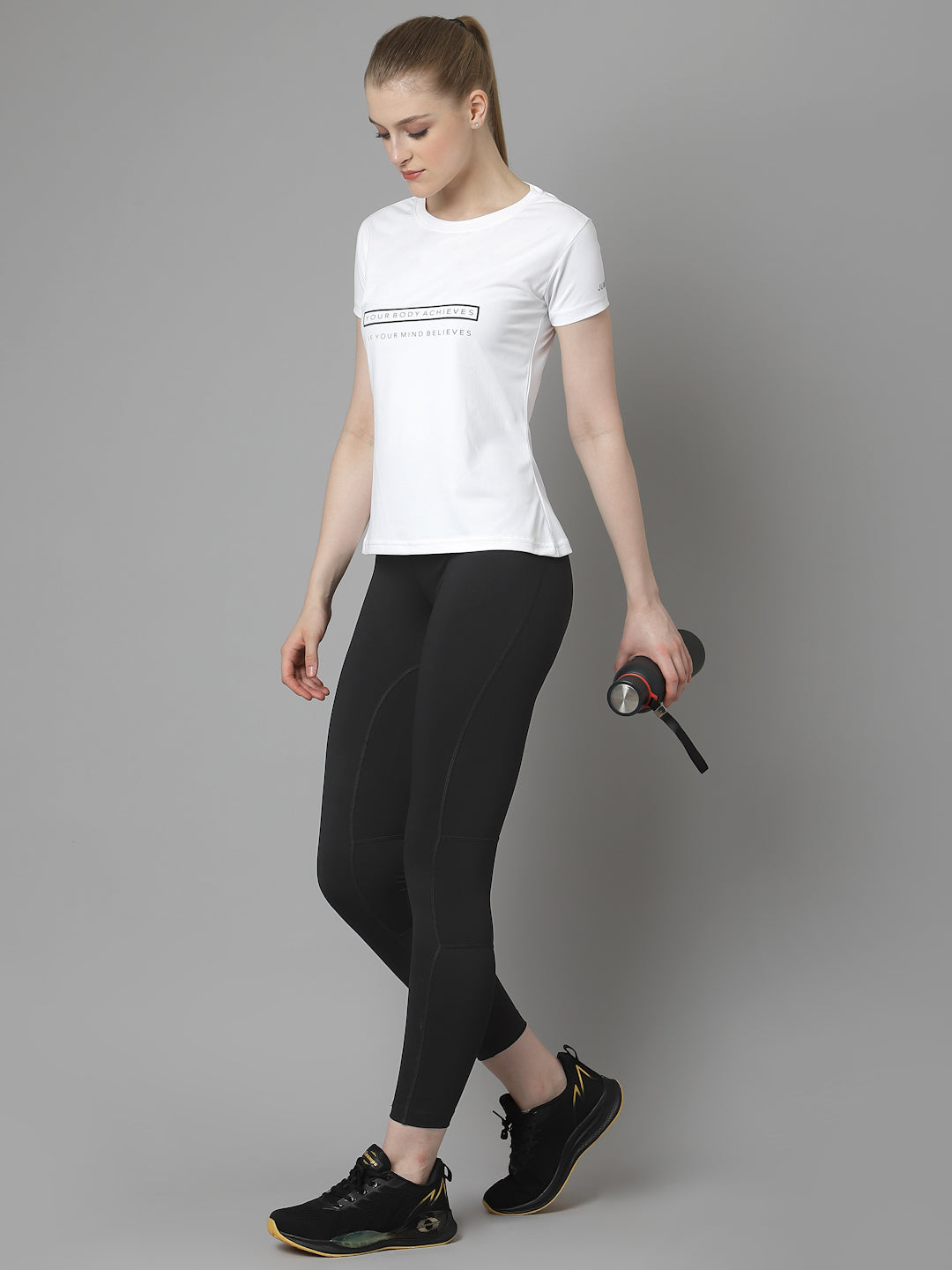 JUMP USA Women White Typography Printed Polyester T-shirt