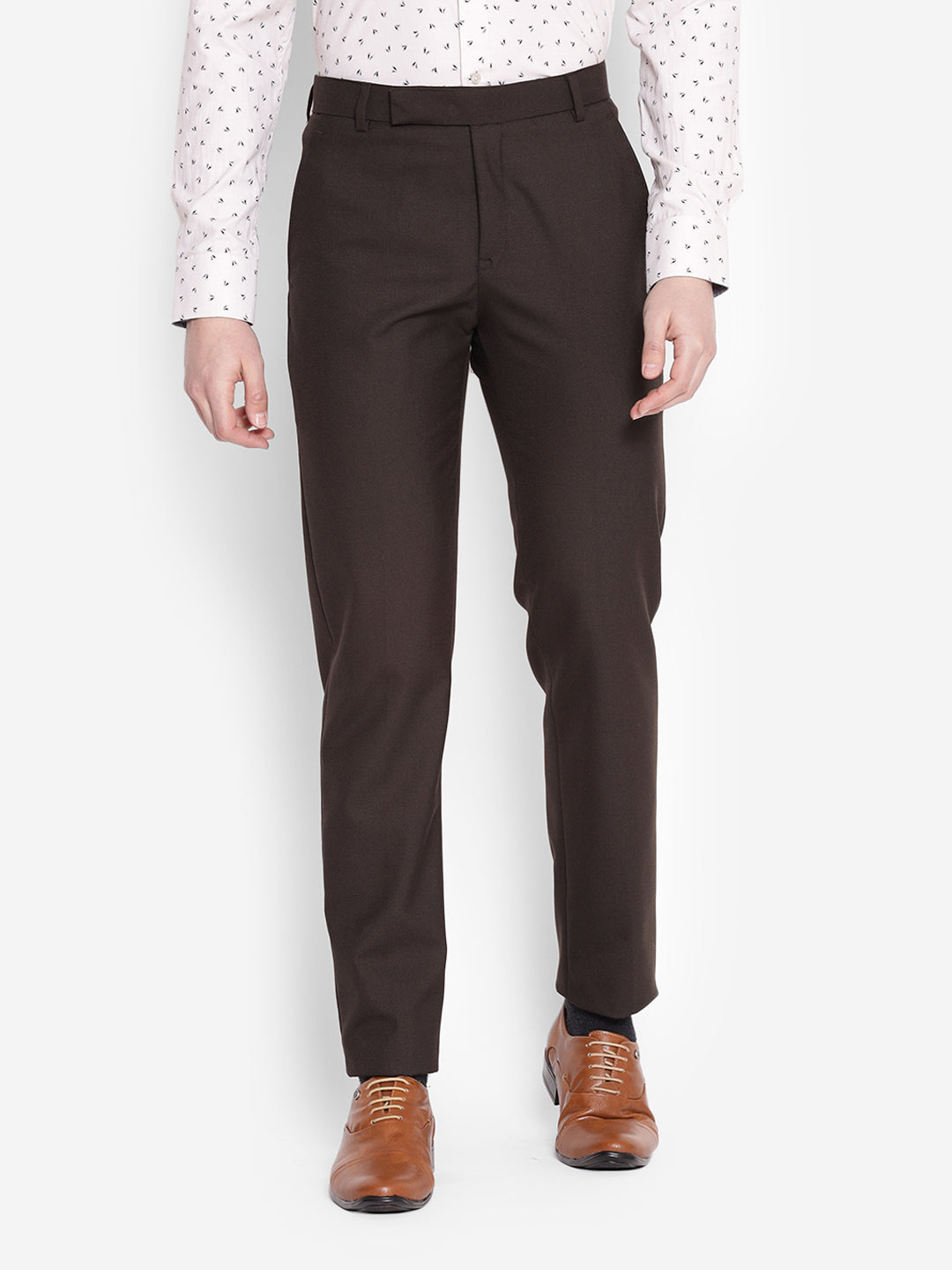JUMP USA Men Chocolate Brown Casual Regular Fit Trousers - JUMP USA