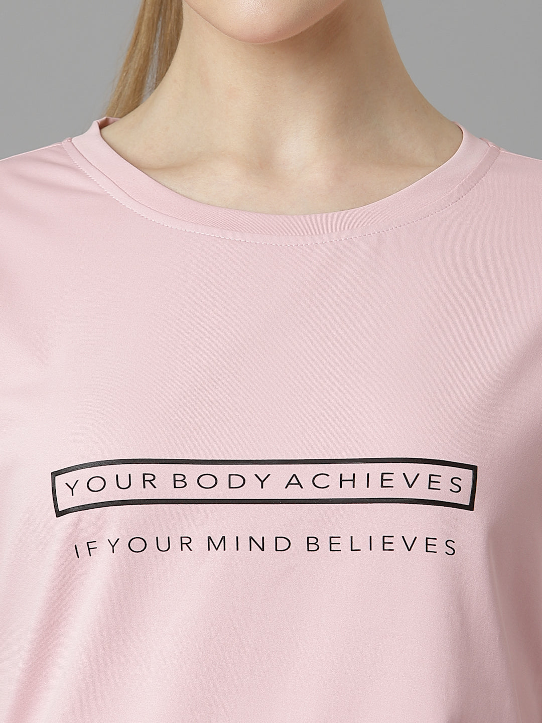 JUMP USA Women Pink Typography Printed Polyester T-shirt