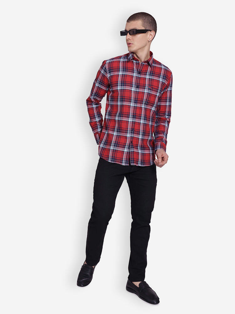 JUMP USA Men Red & Wine Solid Cotton Casual Shirts