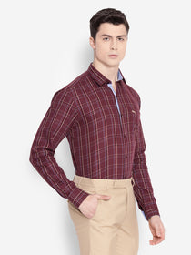 JUMP USA Men Wine Solid Cotton Casual Shirts - JUMP USA