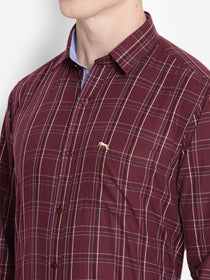 JUMP USA Men Wine Solid Cotton Casual Shirts - JUMP USA