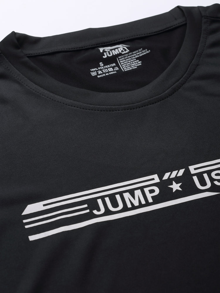 JUMP USA Women Black Typography Printed Polyester T-shirt