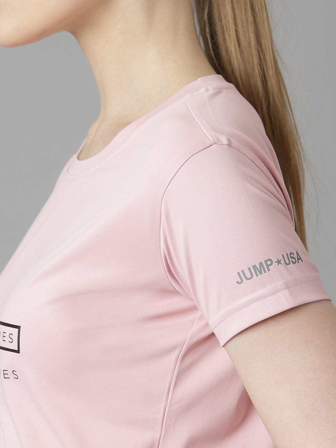 JUMP USA Women Pink Typography Printed Polyester T-shirt