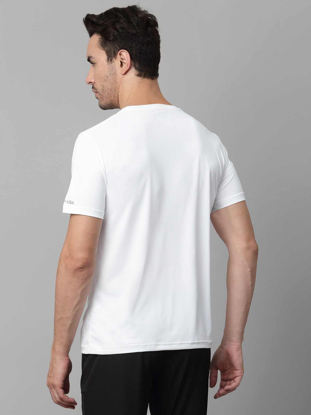 JUMP USA Mens White Typography Printed Polyester T-shirt
