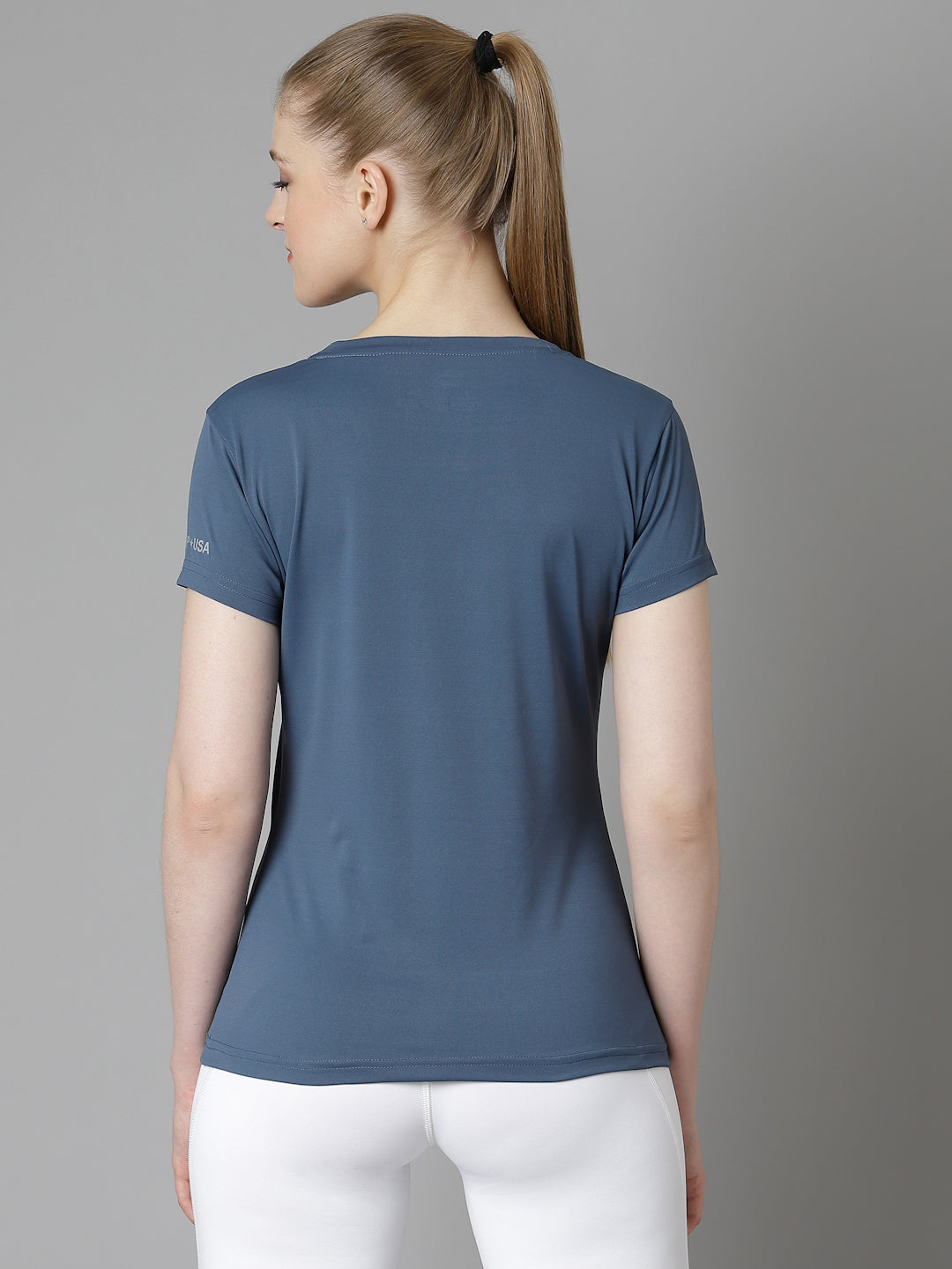 JUMP USA Women Ensign Blue Typography Printed Polyester T-shirt