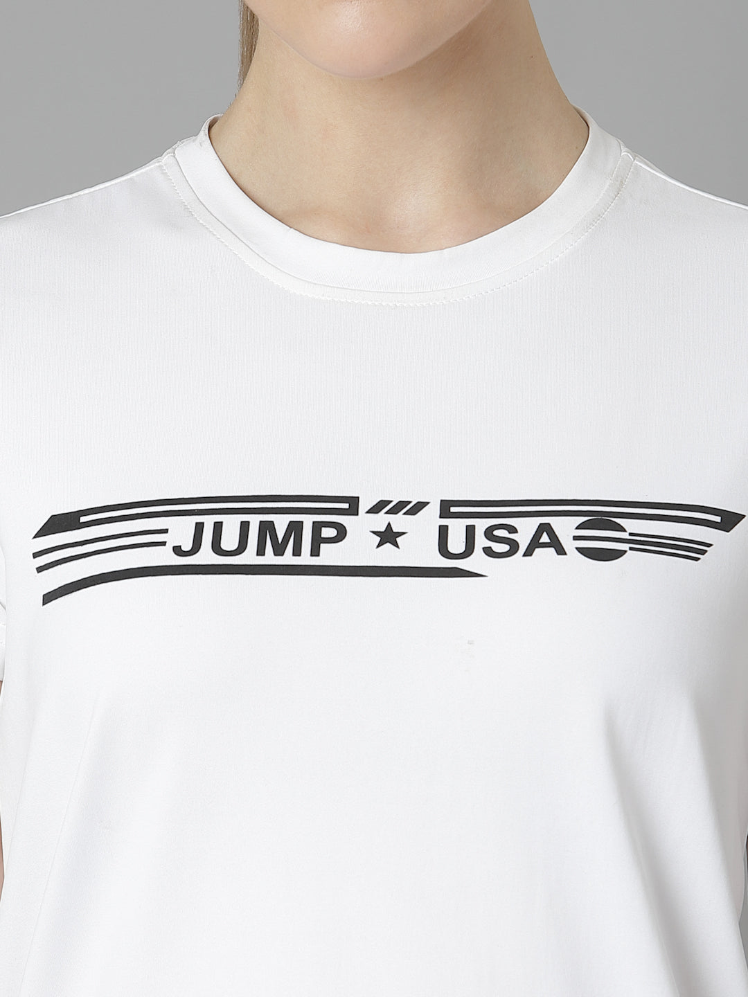 JUMP USA Women White Typography Printed Polyester T-shirt