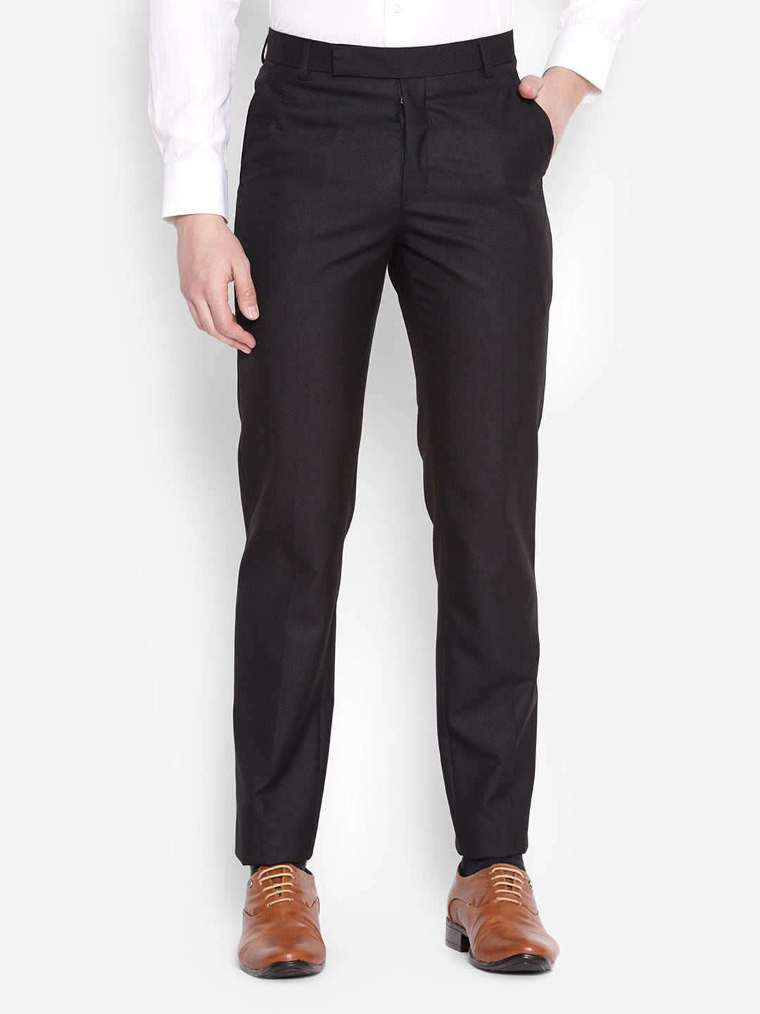 JUMP USA Men Black Casual Regular Fit Trousers - JUMP USA