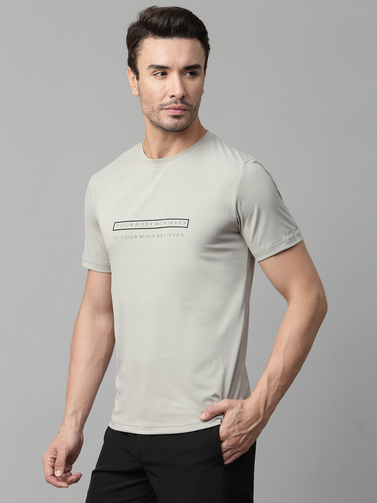 JUMP USA Mens Grey Typography Printed Polyester T-shirt