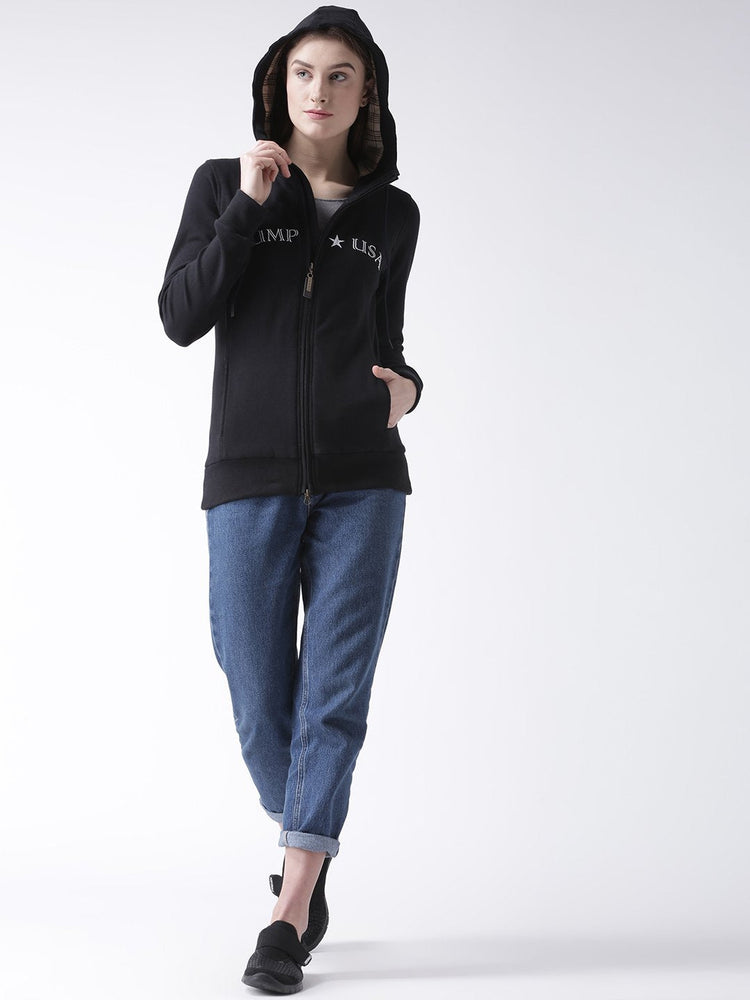 Women Cotton Casual Long Sleeve  Black Winter Sweatshirt - JUMP USA (1568775536682)