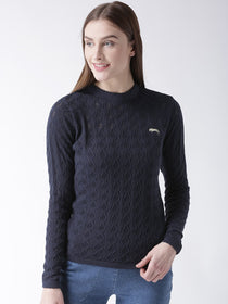 Women Cotton Casual Long Sleeve  Navy Winter Sweaters - JUMP USA (1568774586410)