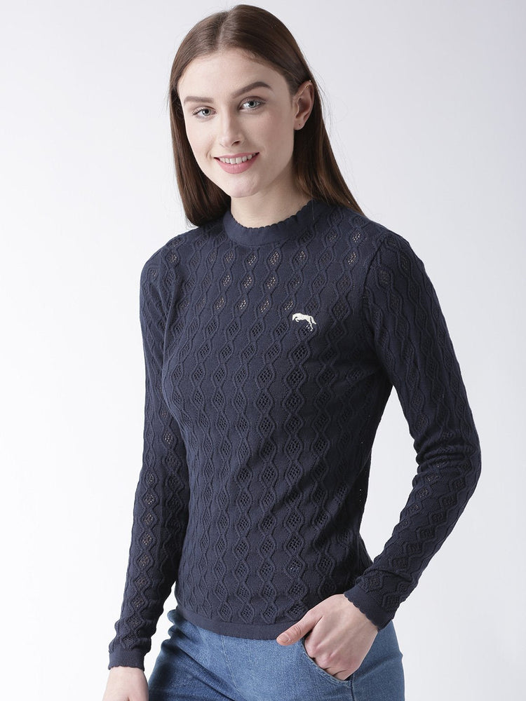 Women Cotton Casual Long Sleeve  Navy Winter Sweaters - JUMP USA (1568774586410)