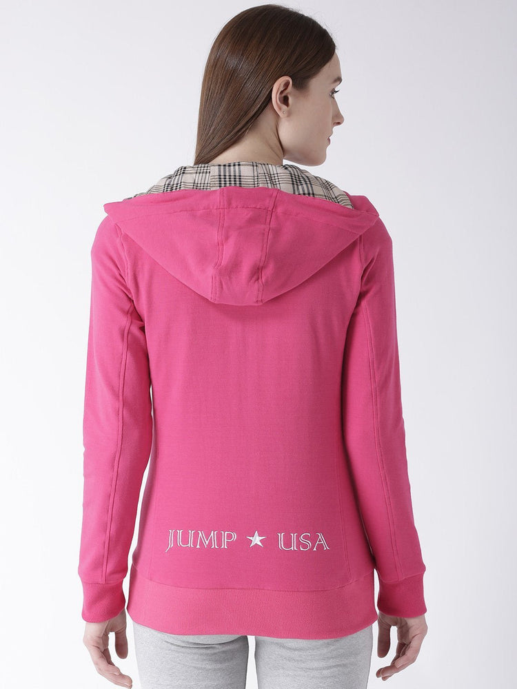 Women Cotton Casual Long Sleeve  Pink Winter Sweatshirt - JUMP USA (1568775634986)